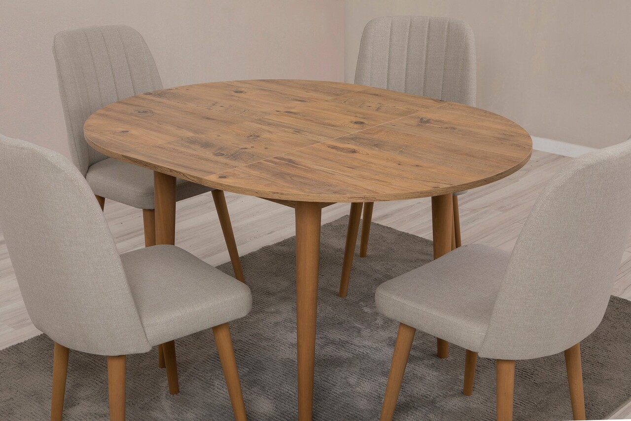 Set masa extensibila si scaune, Hanah Home, Vina 1005, Pin Atlantic / Crem - imagine 5