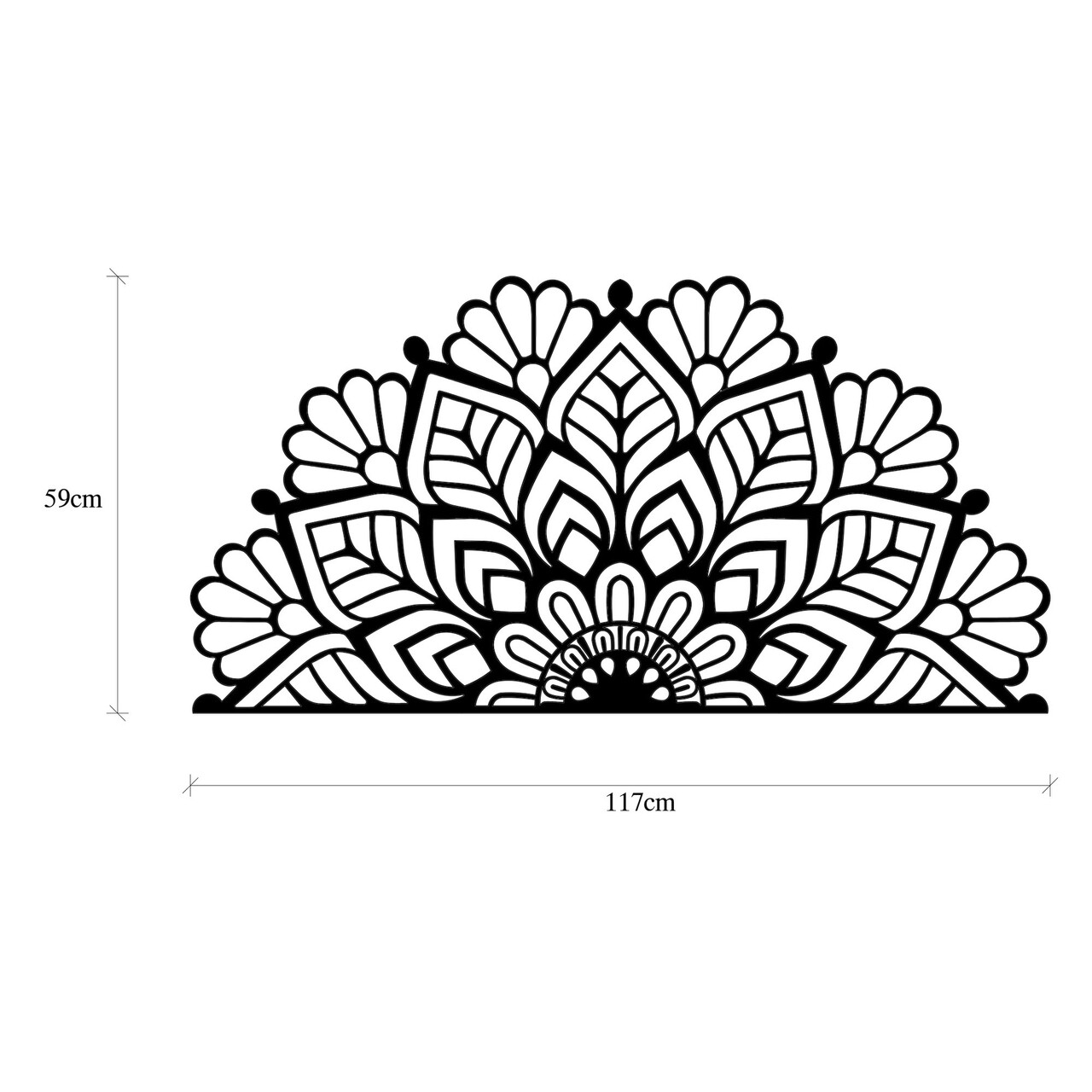 Decoratiune de perete, Mandala-S-2, Metal, Dimensiune: 117 x 1,5 x 59 cm, Negru