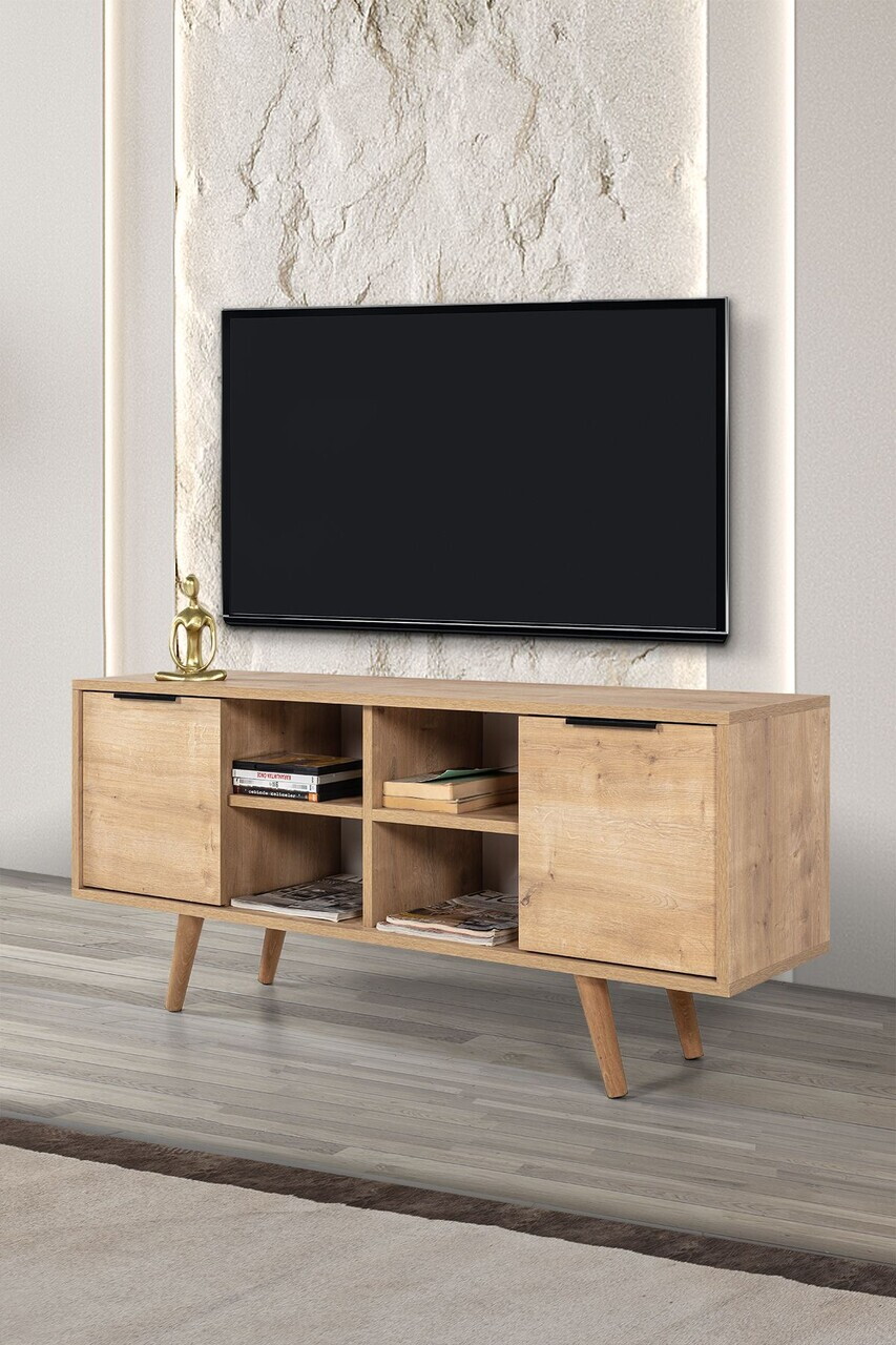 Comoda TV, Hanah Home, Sina 3322, 130x59x35 cm, PAL, Maro — imaginea 4