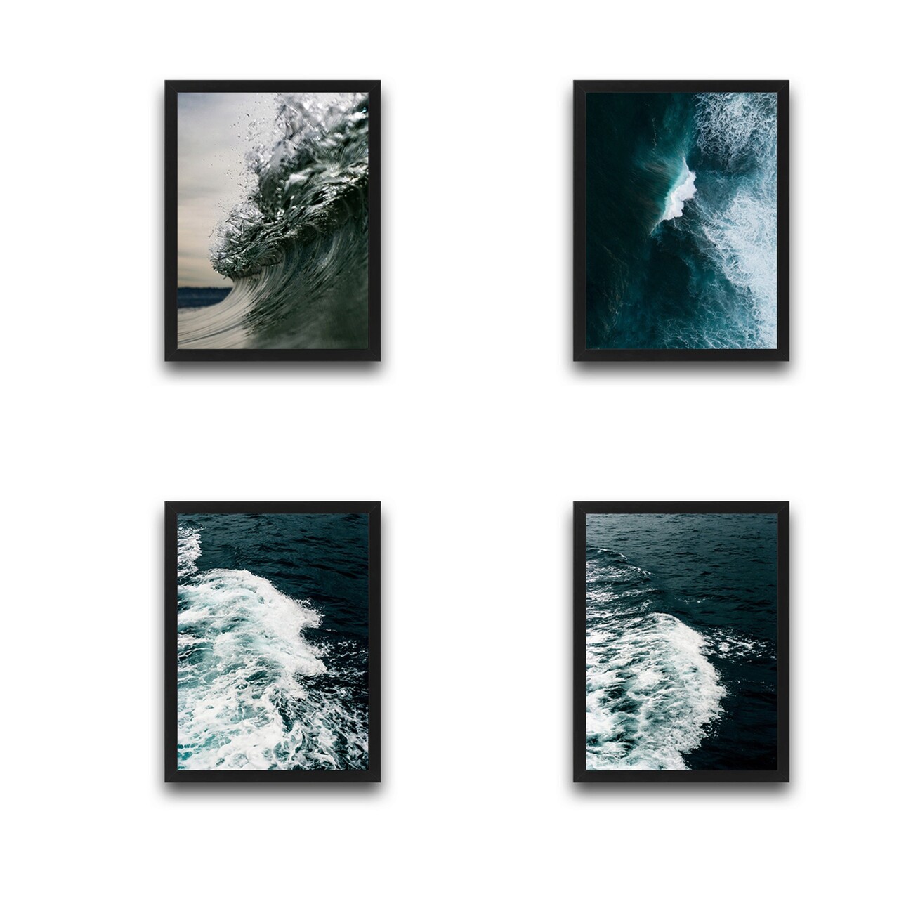 Set 4 tablouri decorative, Waves Set 2, PAL, Hartie, Multicolor - 1 | YEO