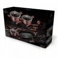 Set oale si tigai, 12 piese, Berlinger Haus, aluminiu forjat si marmura, Rose Gold