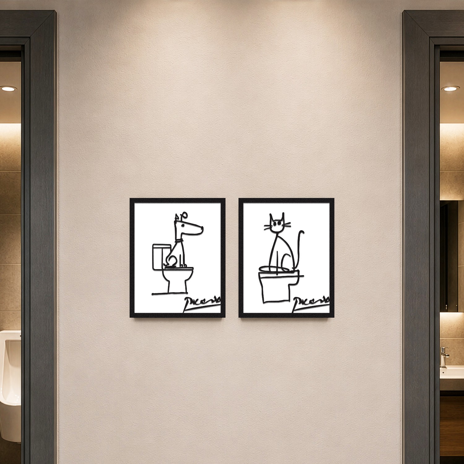 Tablou decorativ, Pet Toilet Club, Dimensiune: 20 x 25 cm, Alb/Negru