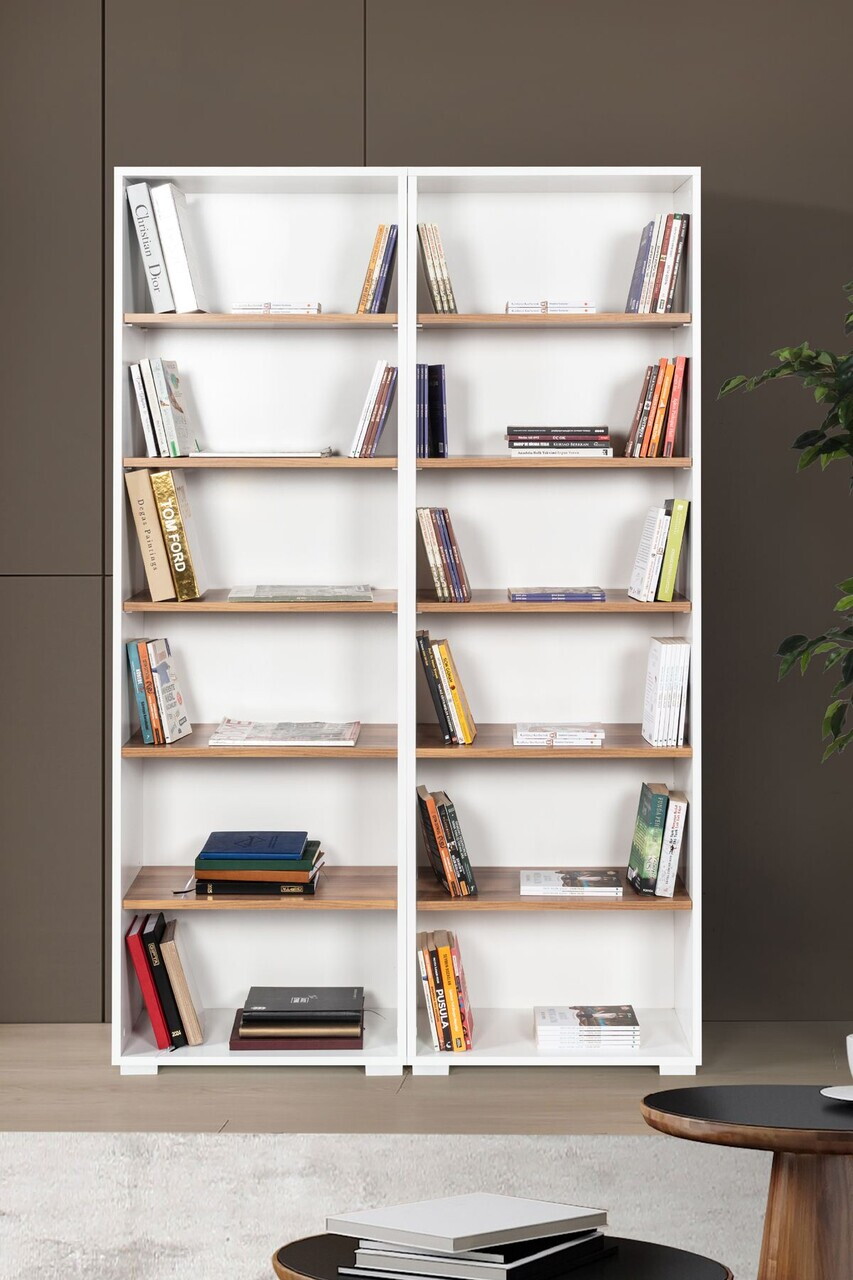 Corp biblioteca Hanah Home Evm 8221 120x187x30 cm PAL Alb/Maro