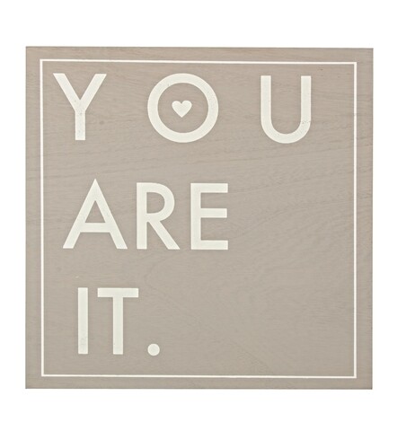 Decoratiune, bizzotto, your are it, 30 x 30 cm, lemn, gri/alb