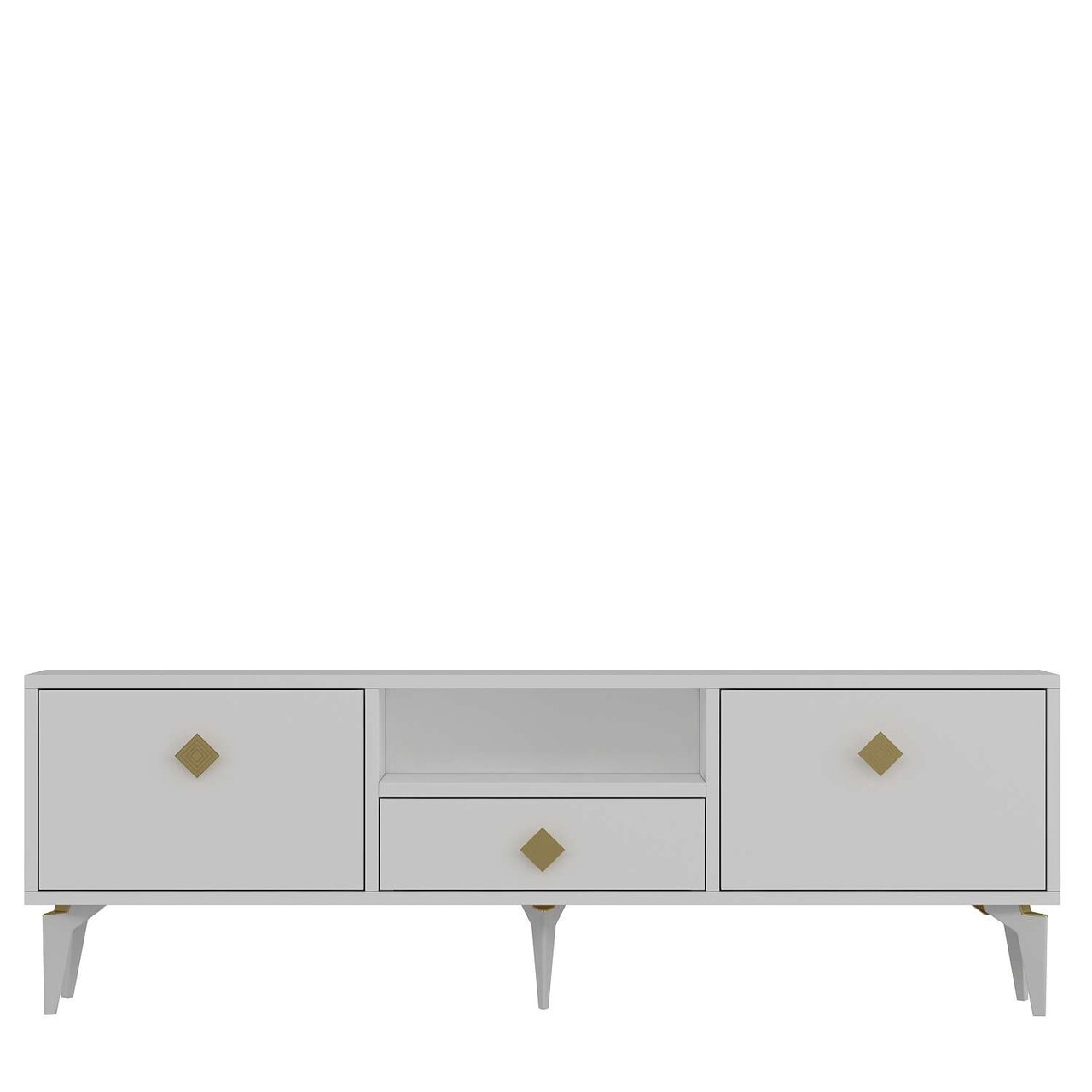 Comoda TV, Hanah Home, 1304-DROP-1, 140x49x30 cm, PAL , Alb/Auriu - view 3