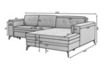 Coltar extensibil stanga 4 locuri ELTAP, Sol-10, Solange, 292x196x84 cm, lemn/poliester, gri deschis