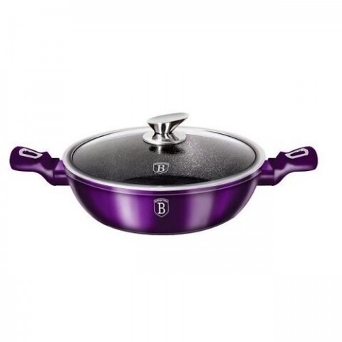 Cratita cu capac Royal, Berlinger Haus, 28 cm/3.8 L, aluminiu forjat si marmura, mov