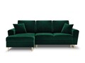 Coltar extensibil stanga 4 locuri, Moghan, Micadoni Home, GL, 241x145x88 cm, catifea, verde bottle