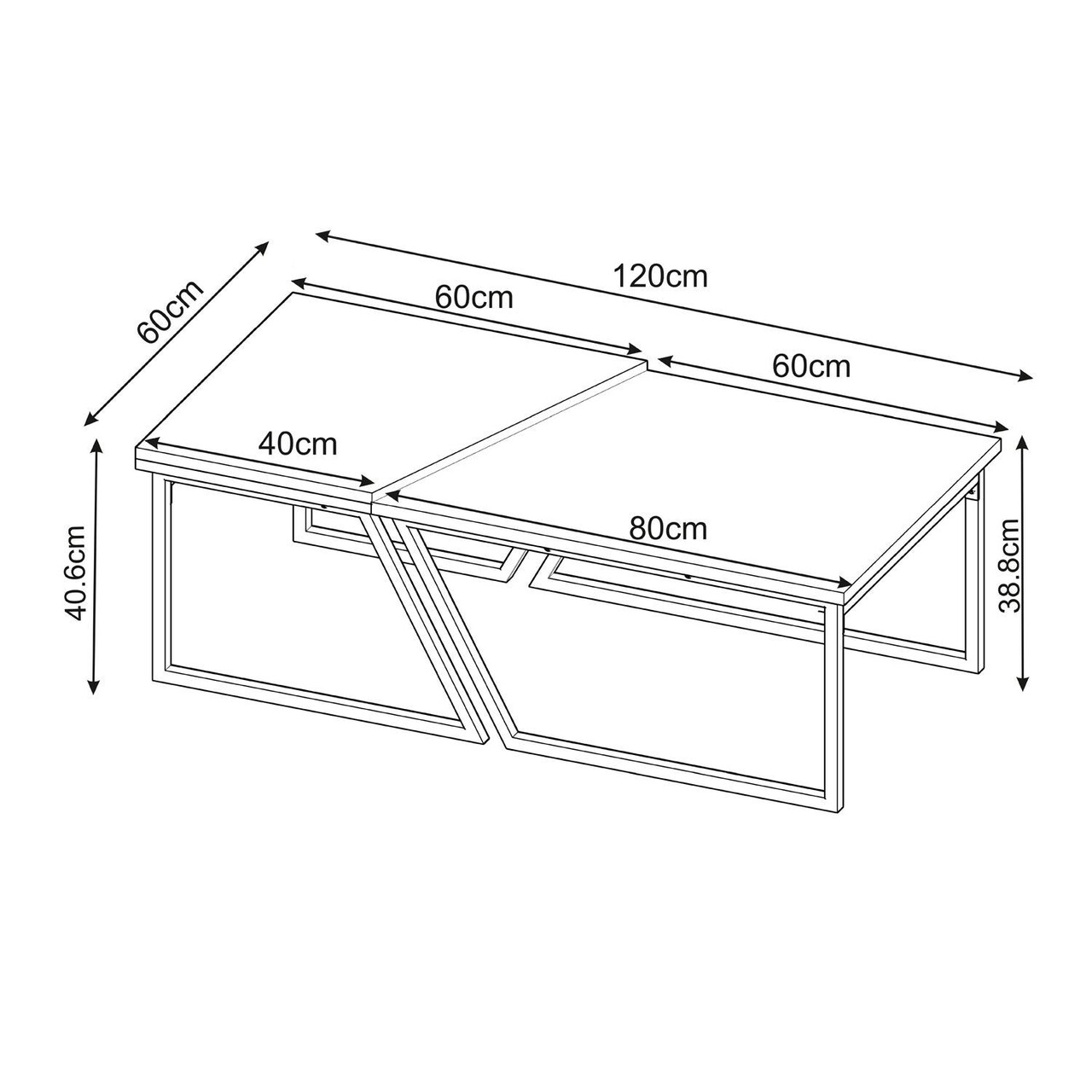 Set masute de cafea, Hanah Home, Verona P0024623, PAL, Alb