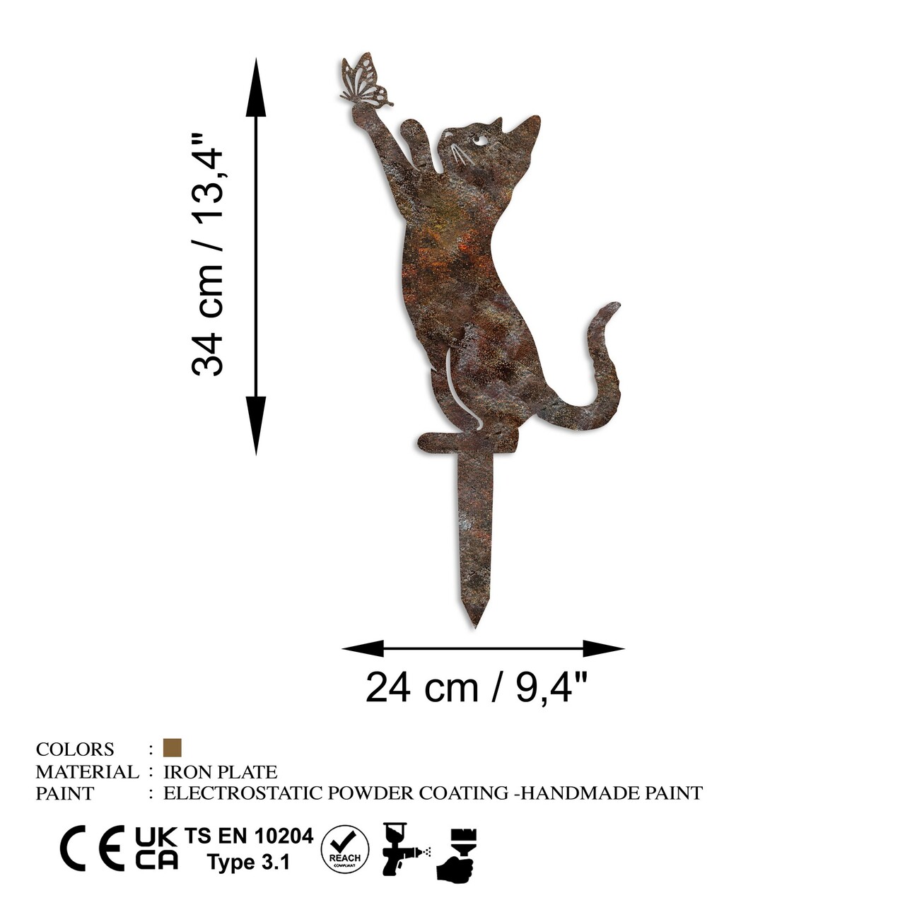 Obiect decorativ de grădină, Cat -A 01, 49x24 cm, Multicolor - view 6