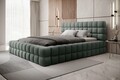 Pat tapitat cu somiera si lada depozitare, 140x200 cm, ELTAP, BE-DIZ-MET-100TOU, Dizzle, metal/poliester, verde menta