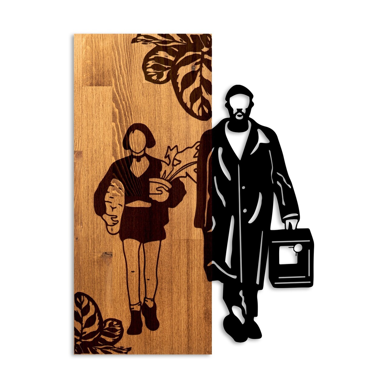 Decoratiune de perete, Leon The Professional, Lățime: 44 cm, Nuc / Negru - view 5