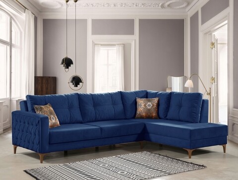 Coltar dreapta Cinar, Pandia Home, 195x87x75 cm, lemn, albastru Canapele si coltare