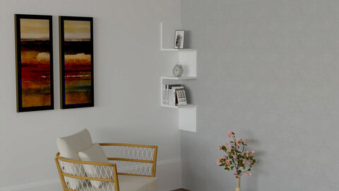 Raft de perete, puqa design, zikzak, 25x105.4x25 cm, pal, alb