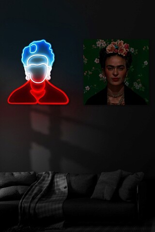 Decoratiune luminoasa LED, Frida Kahlo, Benzi flexibile de neon, DC 12 V, Alb / Roșu / Albastru mezoni.ro