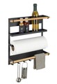 Organizator bucatarie, Wenko, Magna, 33 x 8 x 34 cm, metal/bambus, natur/negru