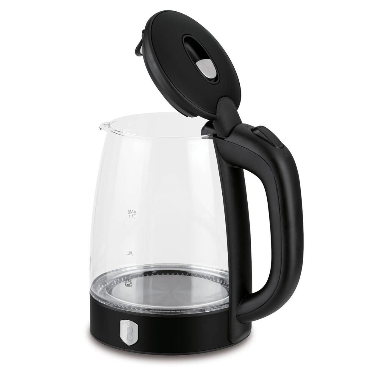 Ceainic electric Berlinger Haus, Matte Black, 1.7 L, sticla borosilicata, negru/transparent - imagine 2