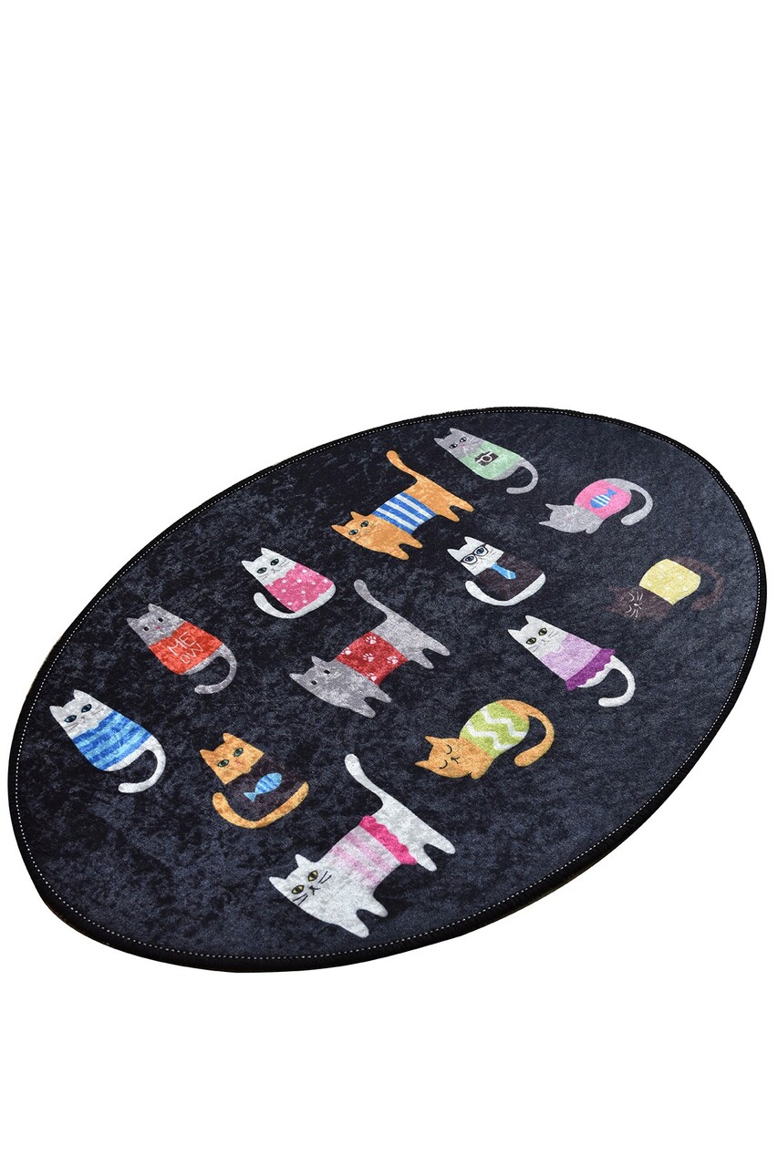 Covor, Black Cats Oval DJT, 60x90 cm, Multicolor - view 2
