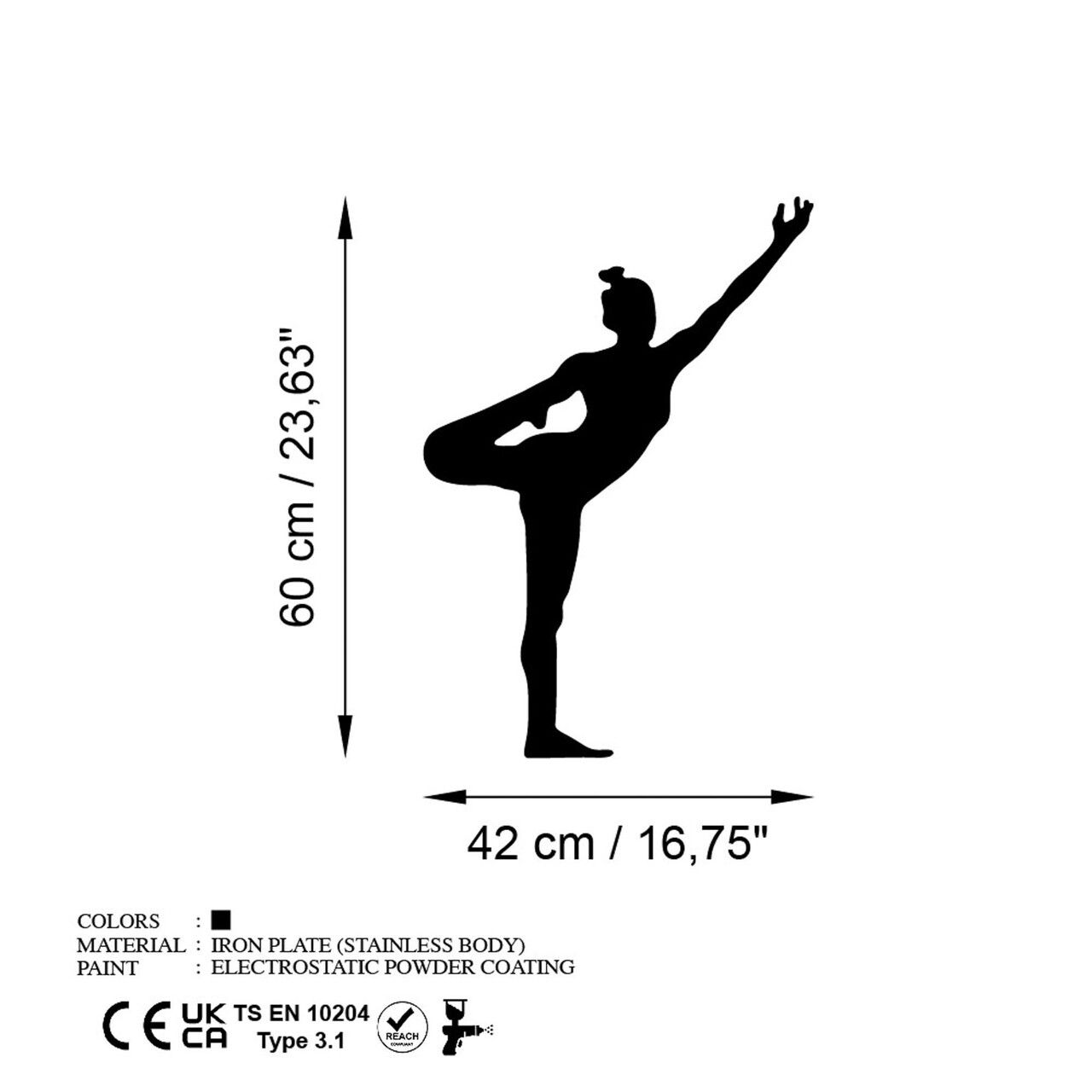 Decoratiune de perete, Yoga 19, Dimensiuni: 42 x 60 cm, Negru — imaginea 6