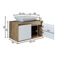 Dulap de baie cu chiuvetă, Hanah Home, 1751, 85x58x45 cm, MDF-LAM, Pin Atlantic / Alb Mat