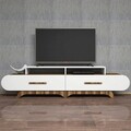 Comoda TV, Hommy Craft, Flora, 205x50x36.8 cm, Nuc/Alb