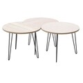 Set 3 masute Combined, InArt, 45 x 45 x 36 cm, fier/lemn de paulownia