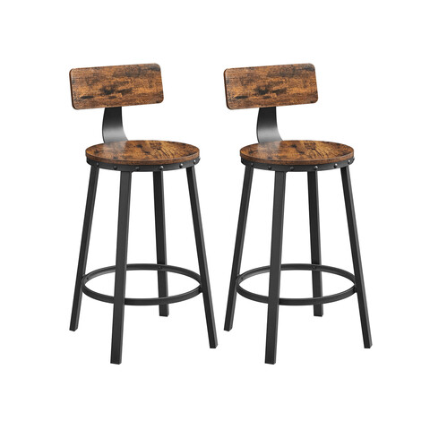 Set 2 scaune de bar, Vasagle, Industrial, 50.6x88.5 cm, PAL/otel, maro