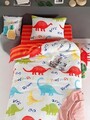 Lenjerie de pat pentru o persoana, Dinazorus - White, Eponj Home, 65% bumbac/35% poliester