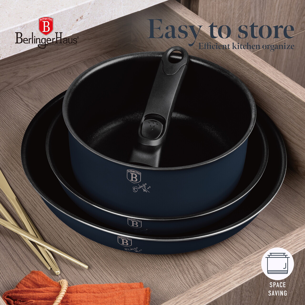 Set pentru gatit Berlinger Haus, Deep Sea, 13 piese, aluminiu, albastru mat/gri - imagine 12