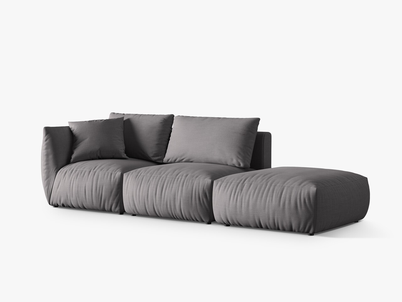 Canapea modulara 3 locuri cotiera dreapta, Chris-259, Micadoni Home, 315x100x80 cm, tesatura structurata chenille, gri beton - 1 | YEO