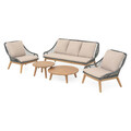 Set mobilier gradina/terasa Danao, 5 piese, aluminiu/lemn, natur/crem