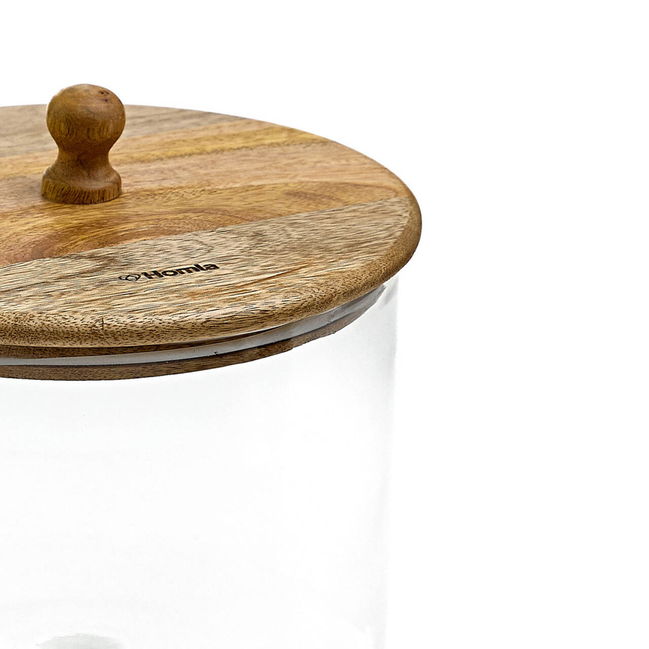 Bol pentru servire cu capac Wood Colony, Homla, 18x24 cm, sticla/lemn, transparent/natur - 2 | YEO