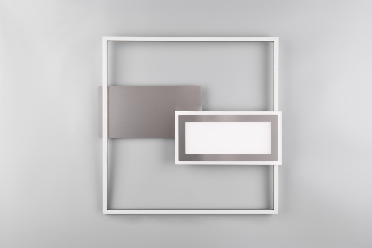 Plafoniera Spiro, RL NOW, 53x50x6.2 cm, 32W, 1x SMD, metal, nichel mat/alb