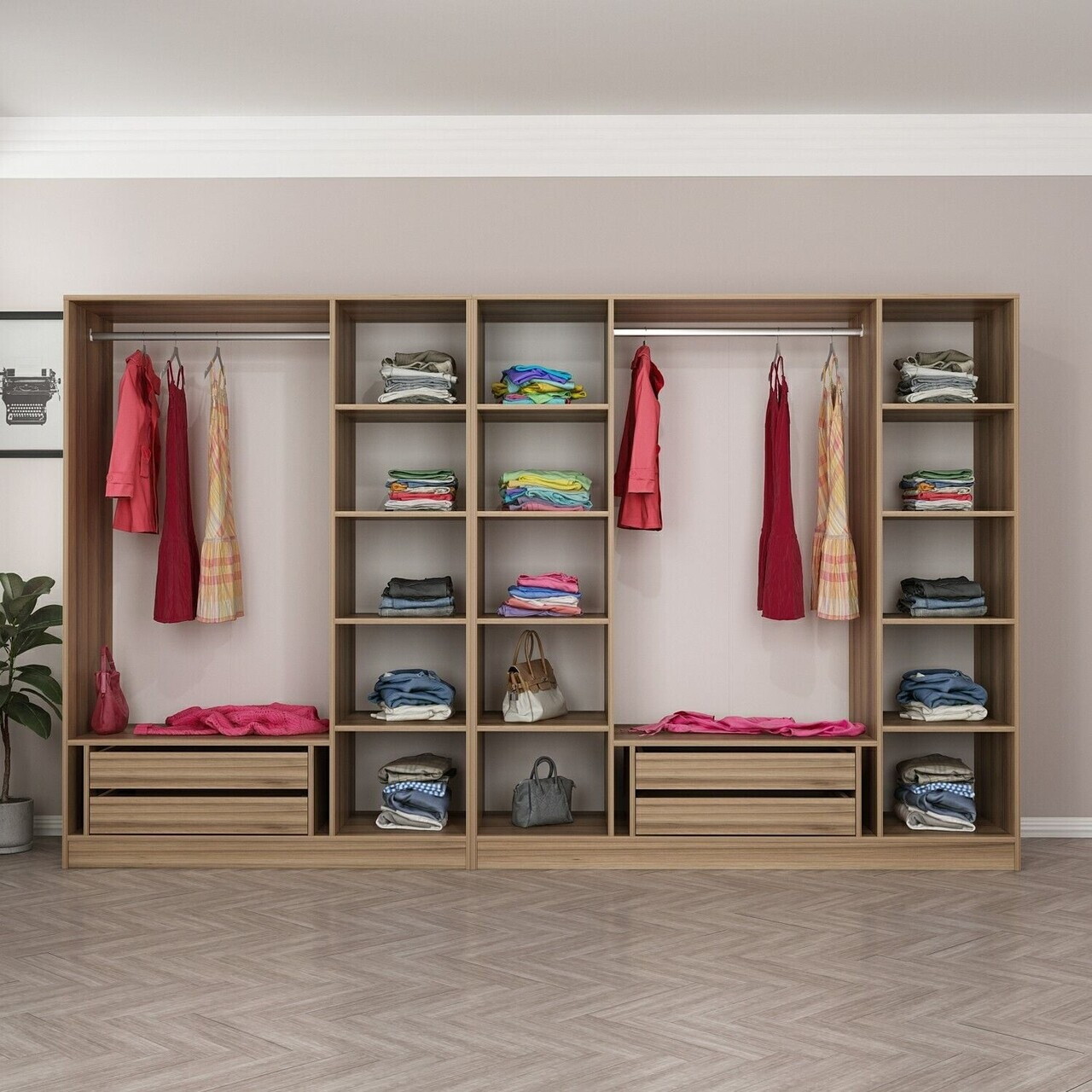 Dulap pentru haine, Hanah Home, Nisa, 315x210x52 cm, Dore — imaginea 6