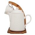 Set de cafea 10 piese Creaciones Meng, 25.5x20x25 cm, portelan/bambus