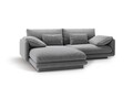 Coltar stanga 3 locuri, Torino-184, Micadoni Home, 220x170x83 cm, catifea, gri deschis