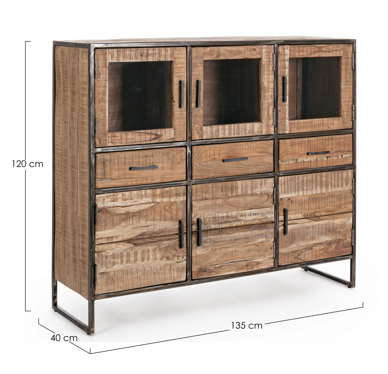 Bufet inferior Elmer, Bizzotto, 135x40x120 cm, lemn de salcam/otel - 1 | YEO