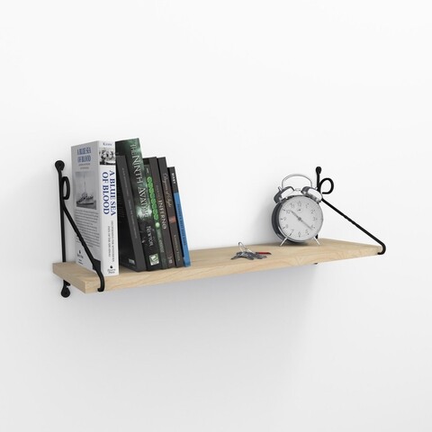 Raft pentru perete seramoni, decormet, 60x14x20 cm, bej/negru