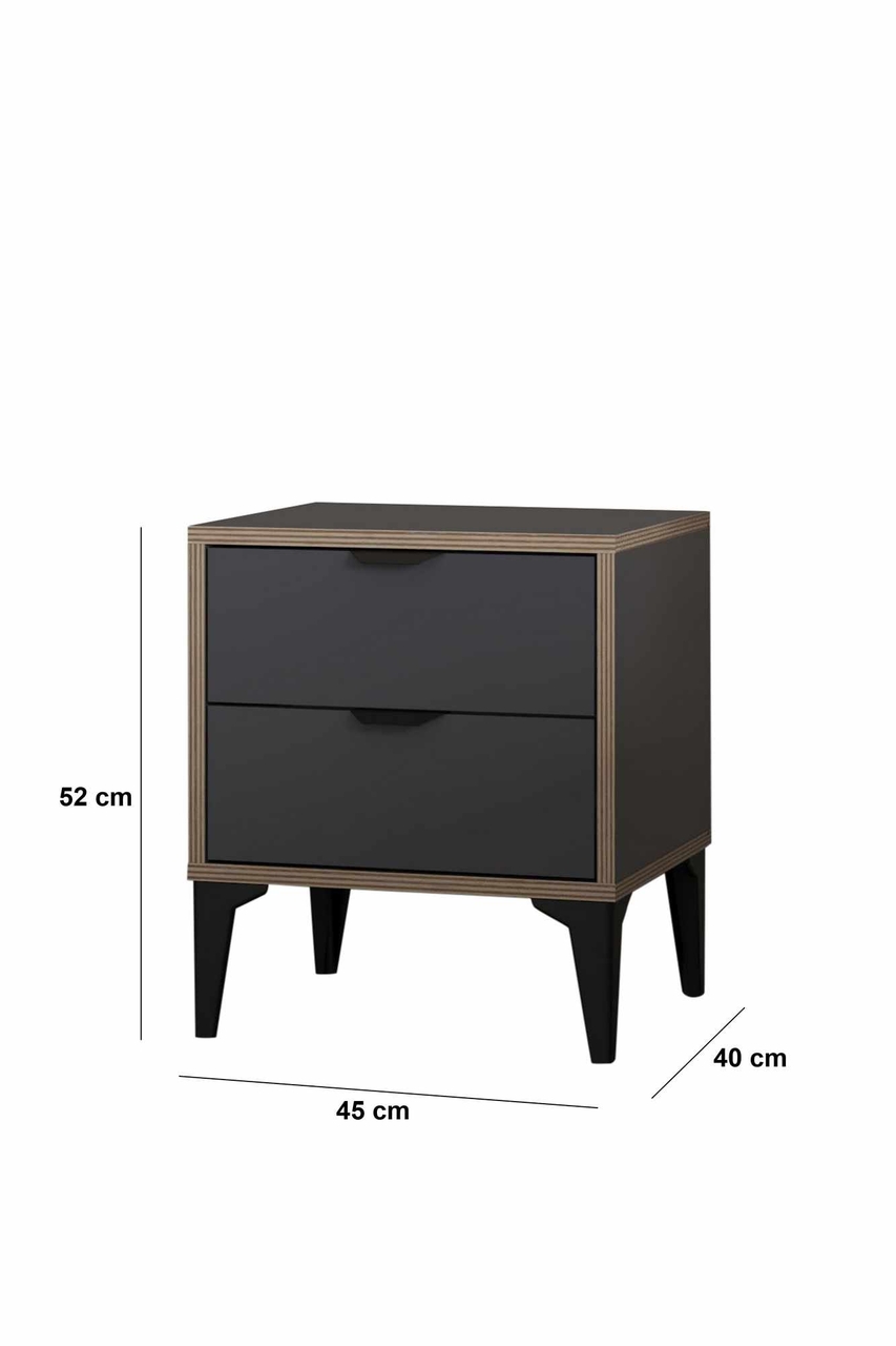 Noptiera, Hanah Home, Arden, 45x52x40 cm, Antracit - view 8