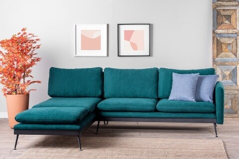 Coltar Reya Corner, Futon, 275x190x90 cm, metal, verde petrol Futon