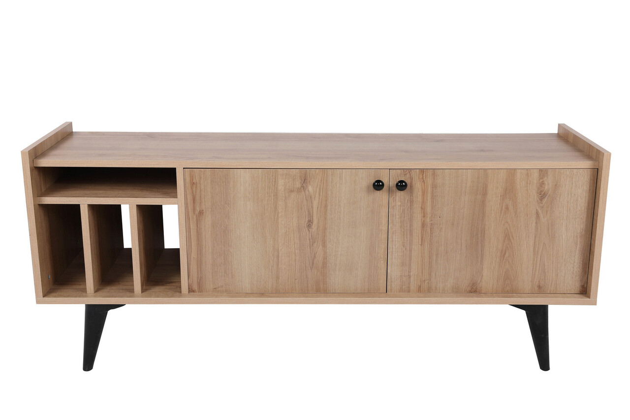 Comoda TV, Mod Design, Astana, 150x40x62 cm, Stejar / Negru