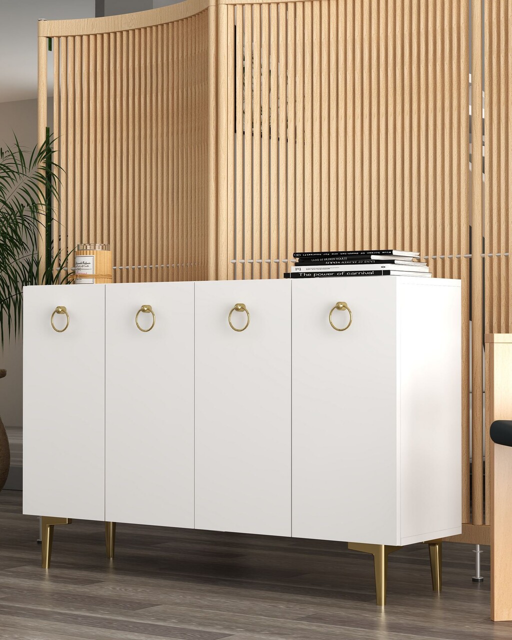 Consola, Hanah Home, Efes, 120x80x29.6 cm, PAL , Alb/Auriu - view 2