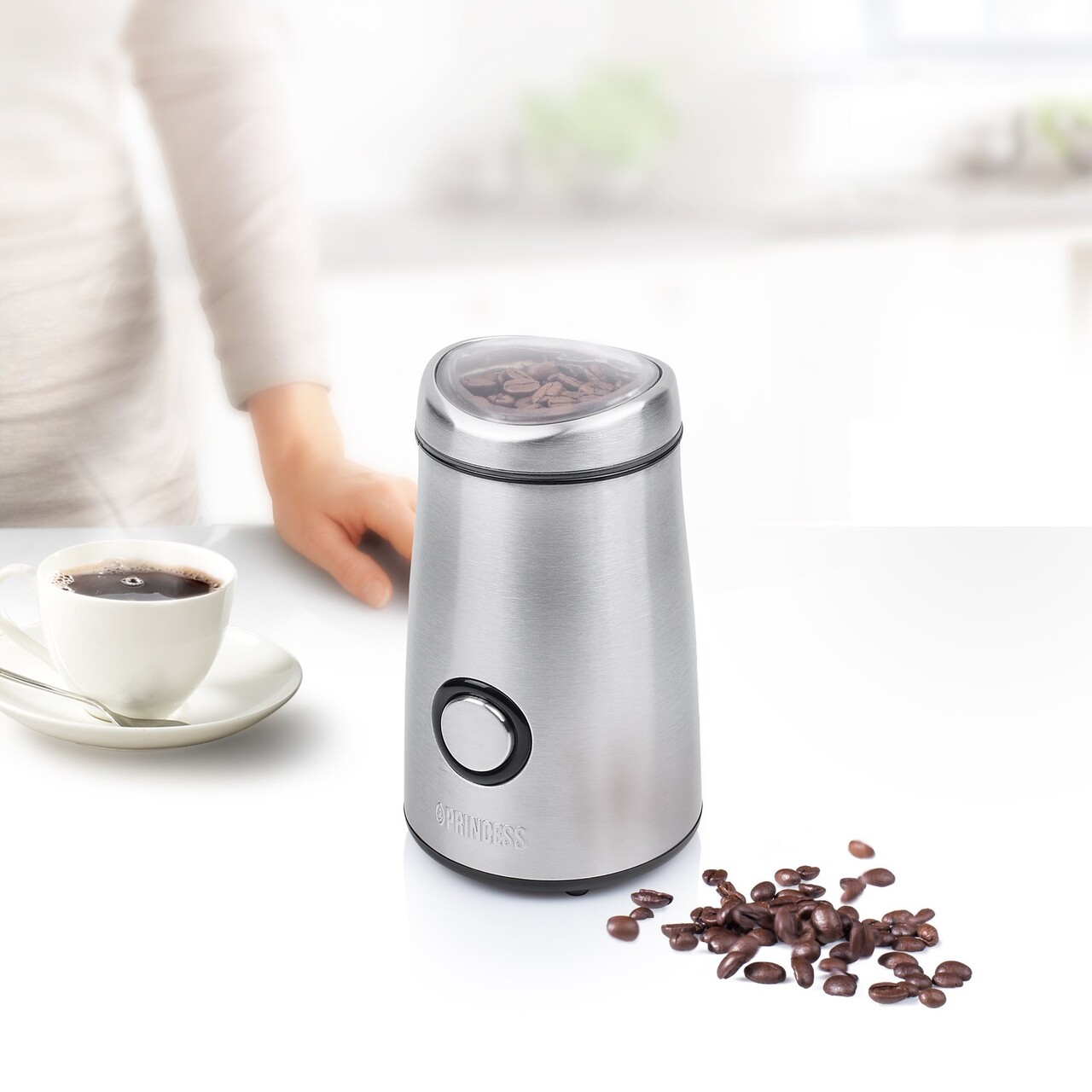 Rasnita electrica de cafea, 150W, 50g, "Deluxe", Argintiu - Princess - imagine 7