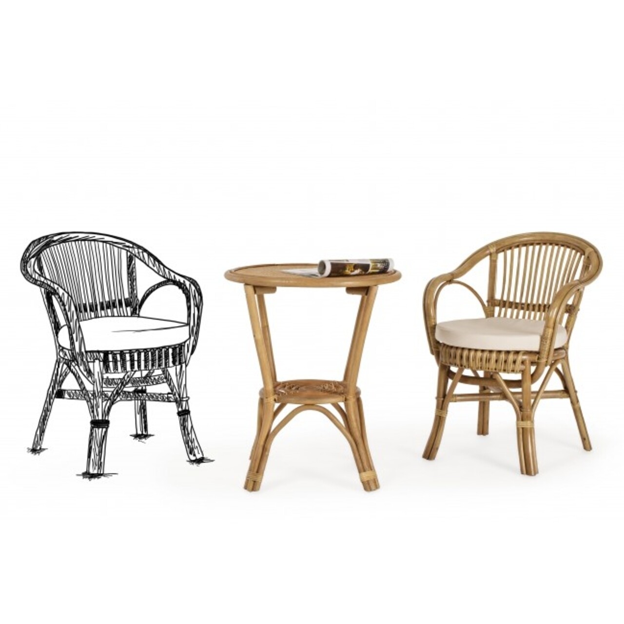 Masuta de cafea pentru gradina, Vienna, Bizzotto, 60x70 cm, ratan - 1 | YEO