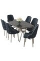 Set masa si scaune (7 piese), Hanah Home, Asel, Sonata / Crom / Antracit