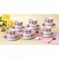 Set 6 cesti de ceai/cafea Traditional, Heinner Home, 160 ml, portelan, alb/rosu