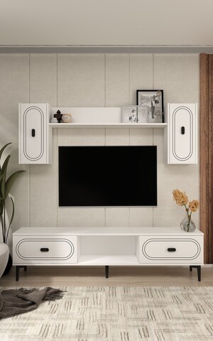 Comoda TV, Hanah Home, Weny, 150x44.6x29.6 cm, PAL , Alb