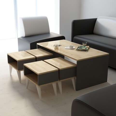 Set masute de cafea mira, gauge concept, 120x60x46.4 cm, sonomo/antracit