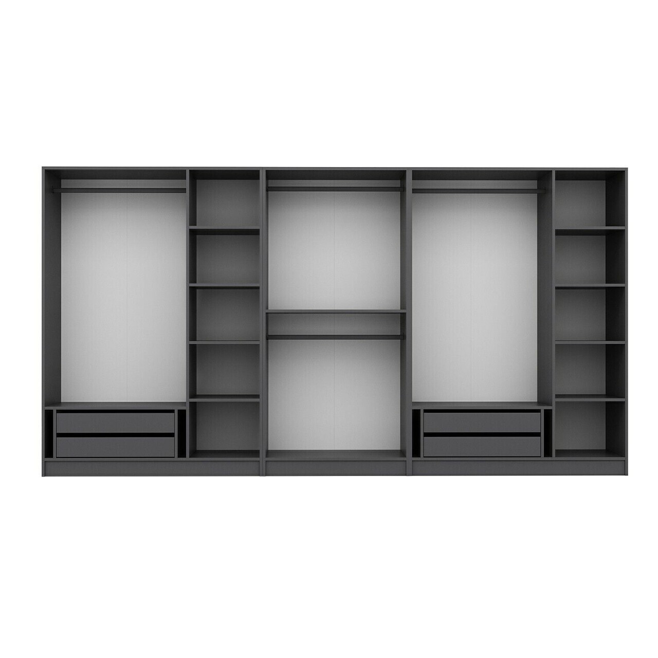 Dulap pentru haine, Hanah Home, Nisa, 360x210x52 cm, Antracit — imaginea 7