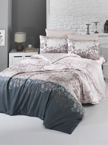 Lenjerie de pat dubla, Victoria, Rina 121VCT63461, 3 piese, bumbac satinat, multicolor Lenjerii de Pat